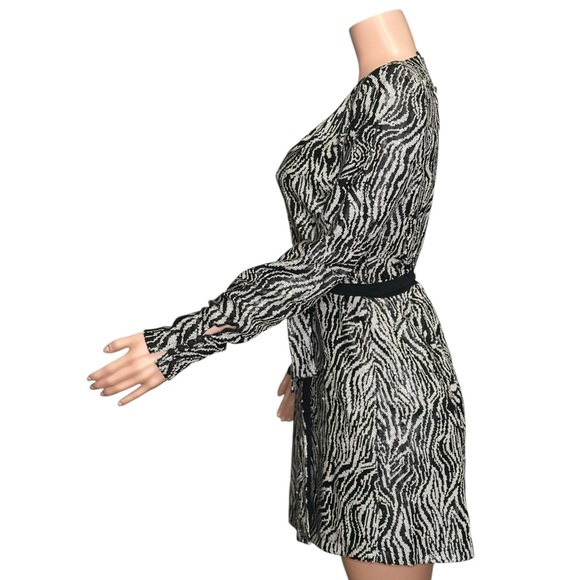 ANDAMANE Bonnie Zebra Bianca Sequin Wrap Dress, Black/Silver, Small - Picture 6 of 9
